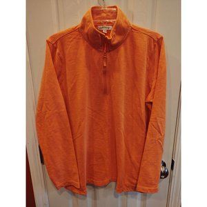 Orvis 1/4 Zip Mens Pullover XL Orange Long Sleeve Space Dyed Mock Neck Outdoors